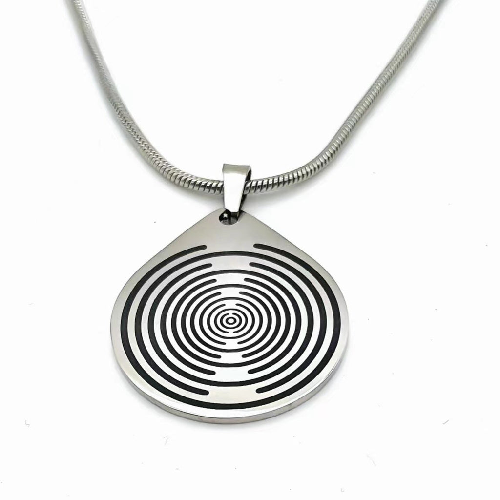 Stainless Steel Spiral Pendant Necklace | Lakhovsky MWO Tesla Coin Design