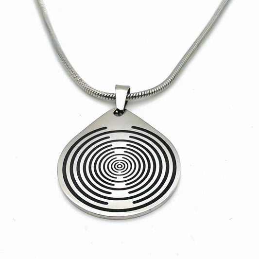 Stainless Steel Spiral Pendant Necklace | Lakhovsky MWO Tesla Coin Design