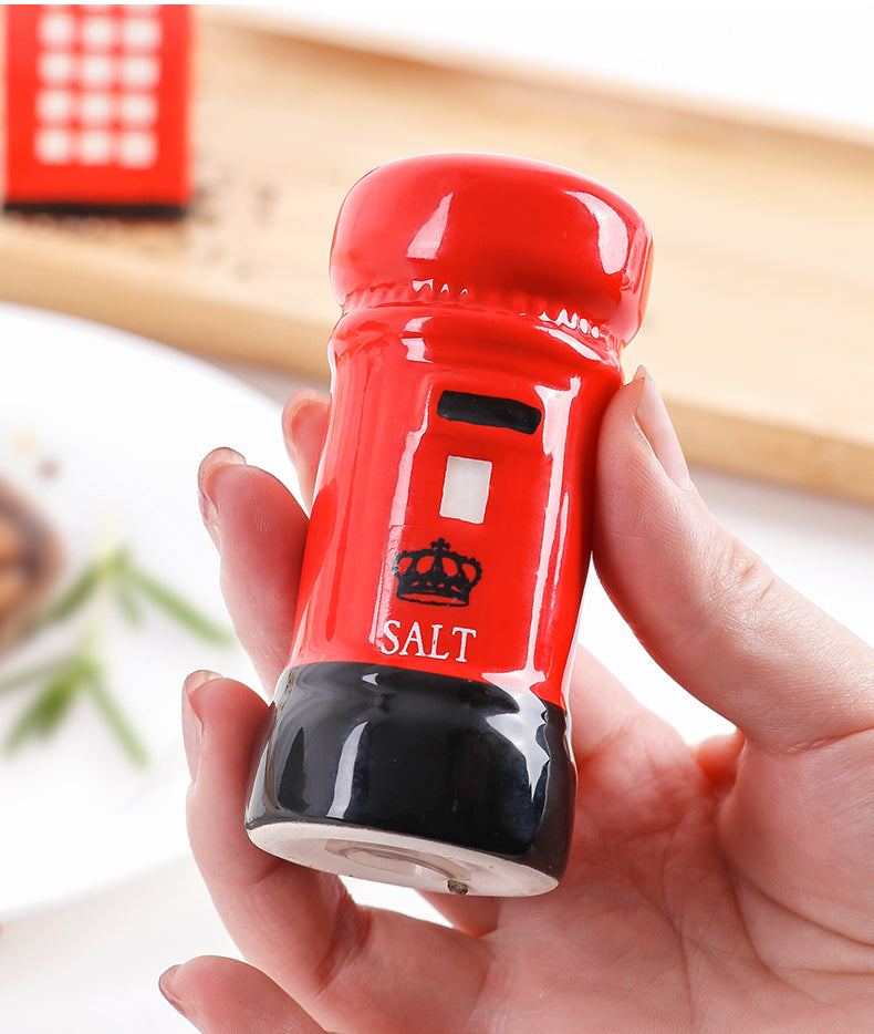 Iconic Red London Telephone Box & Postbox - Ceramic Salt & Pepper Shaker Set