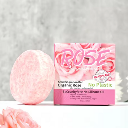 Vegan Organic Rose Solid Shampoo Soap Bar | Silicone -Free