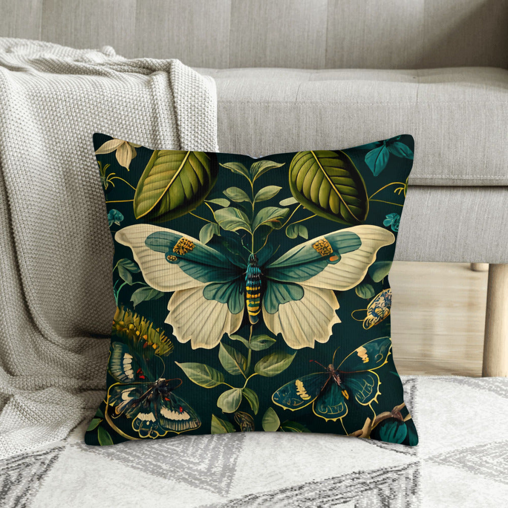 Forest Green Butterfly Print Cushion Cover Koda Store