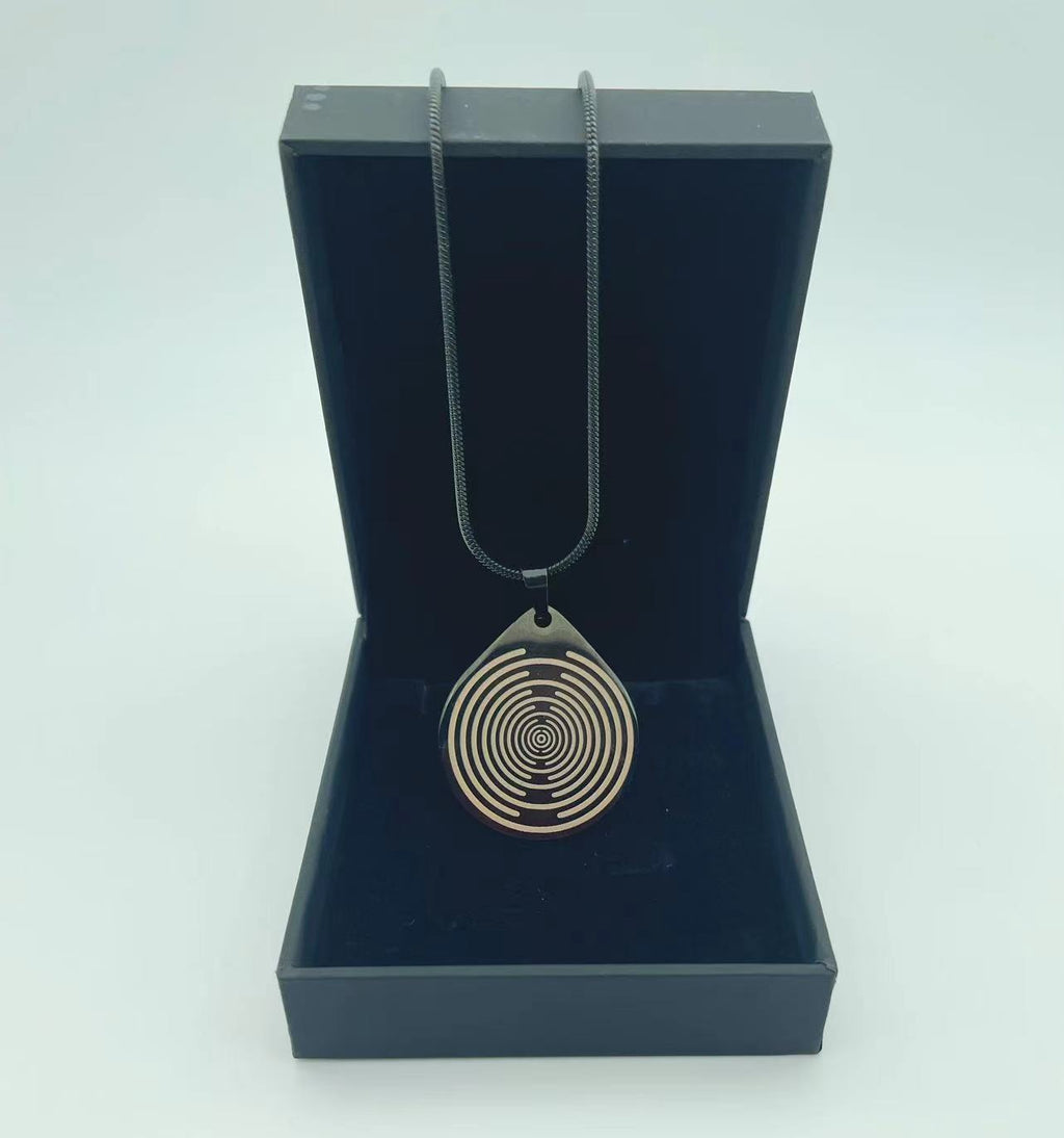 Stainless Steel Spiral Pendant Necklace | Lakhovsky MWO Tesla Coin Design