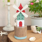 Whimsical Wooden Windmill Tabletop Decor 20cm