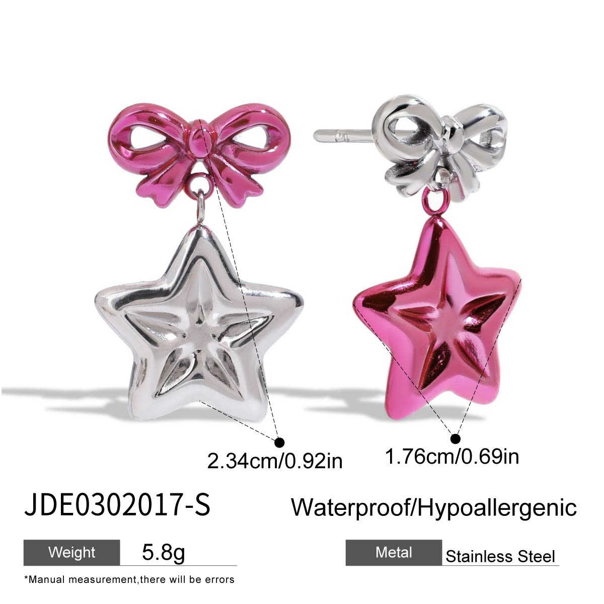 Lacey Bow Star Stud Earrings Shop name