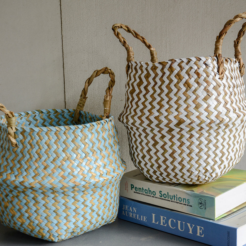 Boho Striped Wicker Storage Basket Koda Fashion & Decor