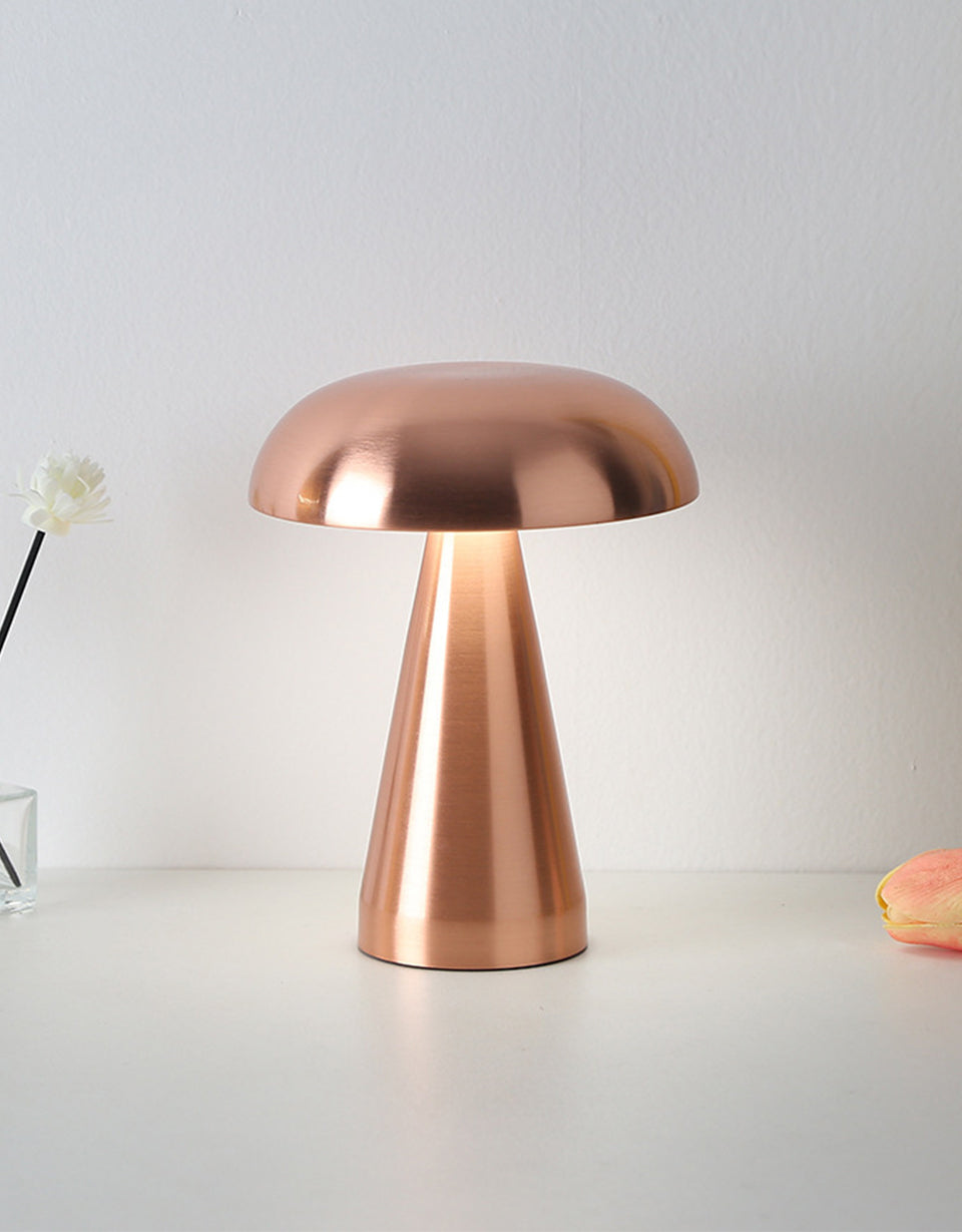 Metal Mushroom Cordless & Dimmable Tabletop Touch Lamp