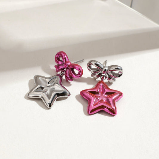 Lacey Bow Star Stud Earrings Shop name
