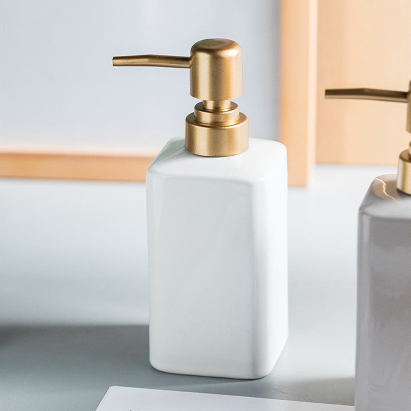 Minimalist Luxe Solid Colour Block Ceramic Liquid Refillable Soap Dispenser