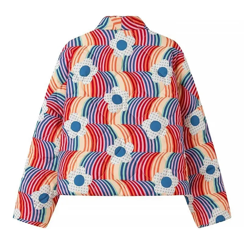 Retro Rainbow Puffer Jacket - Koda Store - Free Shipping