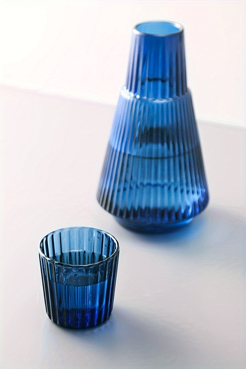 Vintage Ribbed Heat-Resistant Glass Water Pitcher - 1L