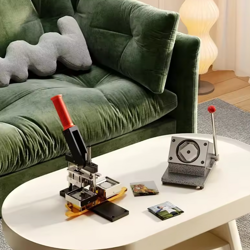 Green sofa with a white coffee table featuring decorative items in a room.