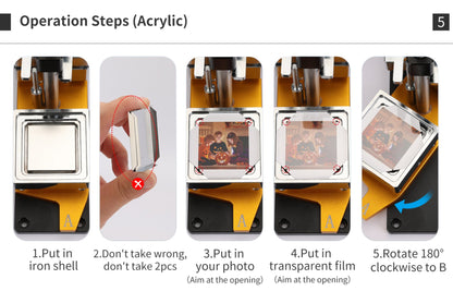 50*50mm Square Custom Photo Magnet Maker Kit - Press Push  Machine, Cutter & 100 Acrylic Pieces Set