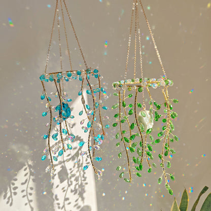 Fairycore Beaded Crystal Prism Plant Suncatcher