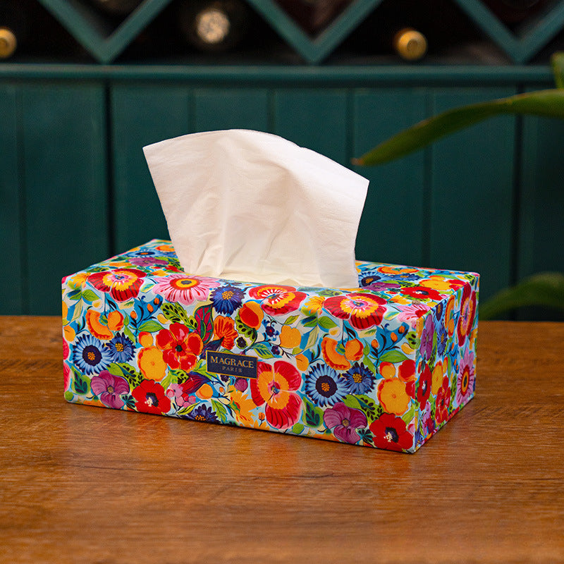 Magrace Paris Leather Decorative Country Style Floral Tissue Box Cover Shop name