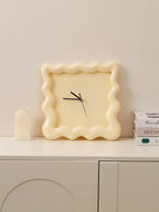 Sleek Wave Textured Wall Clock Cream - Koda Store - Free Shipping