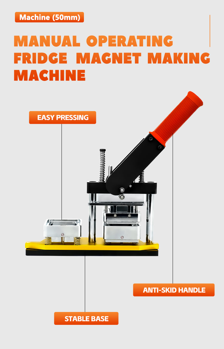 50*50mm Square Custom Photo Magnet Maker Kit - Press Push  Machine, Cutter & 100 Acrylic Pieces Set