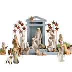 Premium Hand-Crafted Nativity Set- 20 Pieces, Manger & Stars Backdrop - Koda Fashion & Decor - Free Shipping