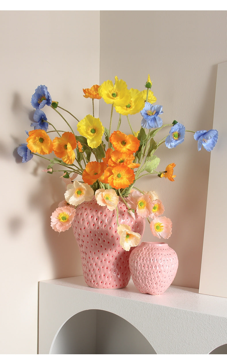 Ceramic Strawberry Flower Vase - Pink Shop name