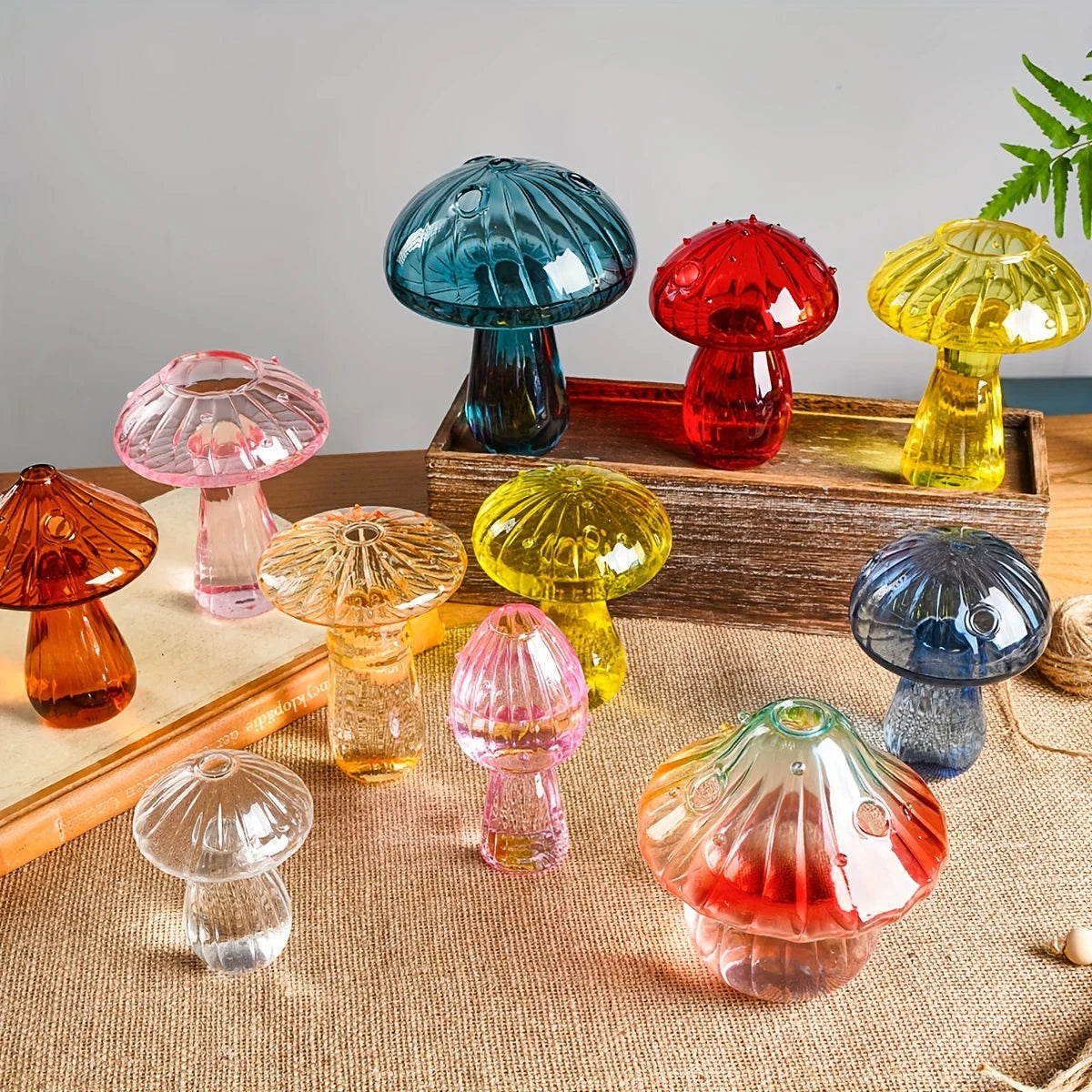Fairy Mushroom Coloured Glass Vase Shop name