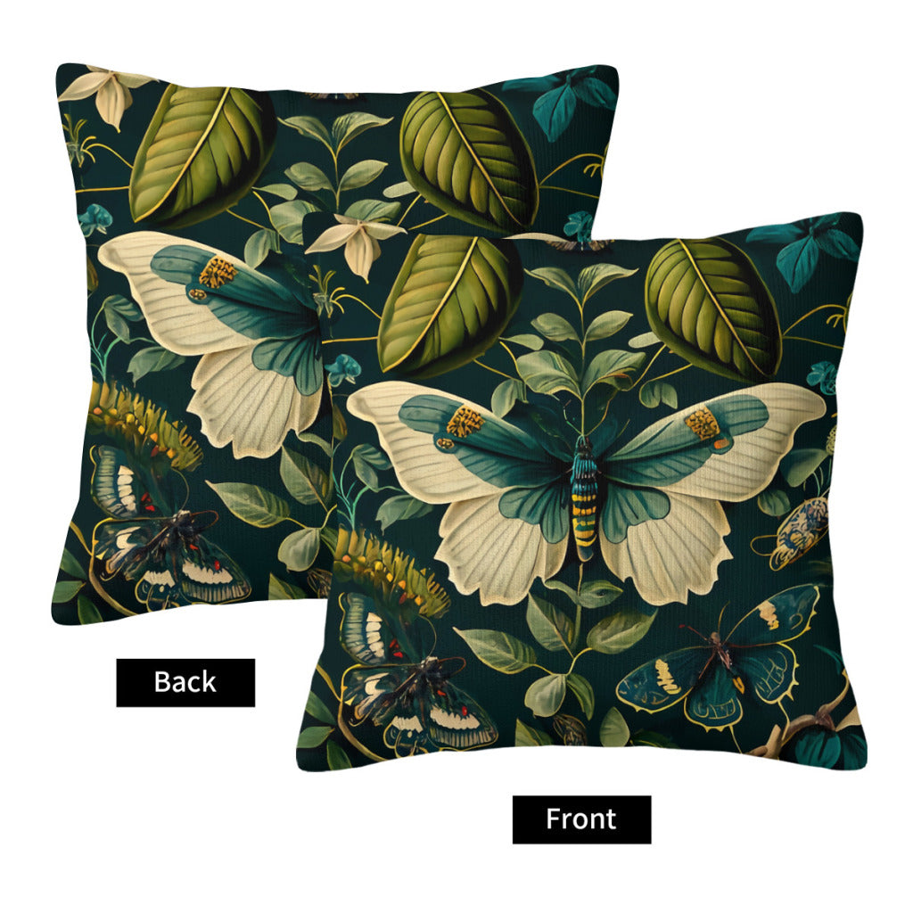 Forest Green Butterfly Print Cushion Cover Koda Store