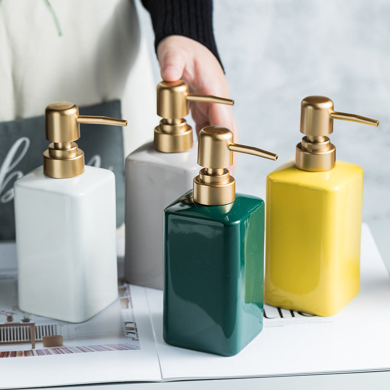 Minimalist Luxury Solid Colour Block Ceramic Liquid Refillable Soap Dispenser Shop name