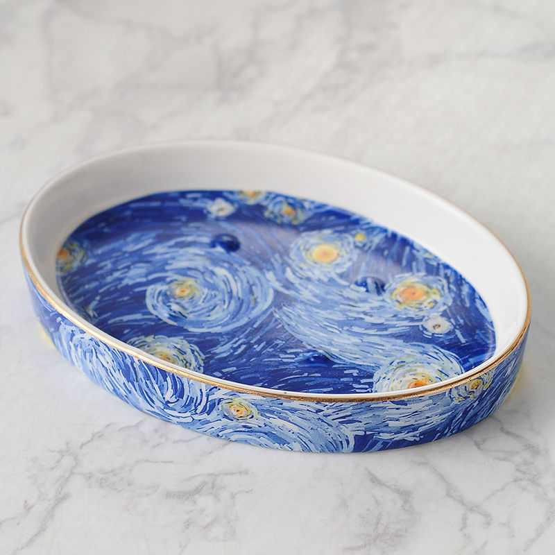 Vincent Van Gogh Starry Night Ceramic Bathroom Essentials Set Shop name