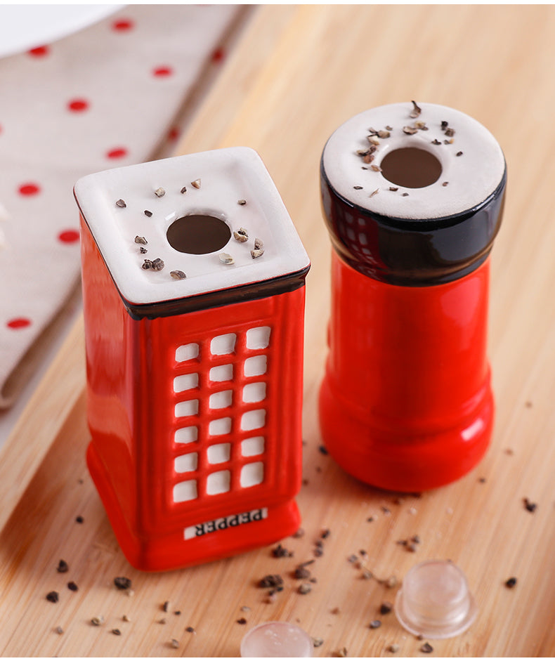 Iconic Red London Telephone Box & Postbox - Ceramic Salt & Pepper Shaker Set