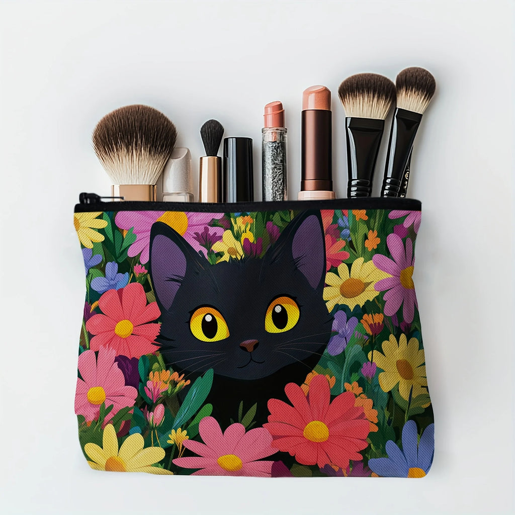 Whiskers & Wildflowers Zipper Pouch - Cosmetics Case