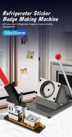 50*50mm Square Custom Photo Magnet Maker Kit - Press Push  Machine, Cutter & 100 Acrylic Pieces Set