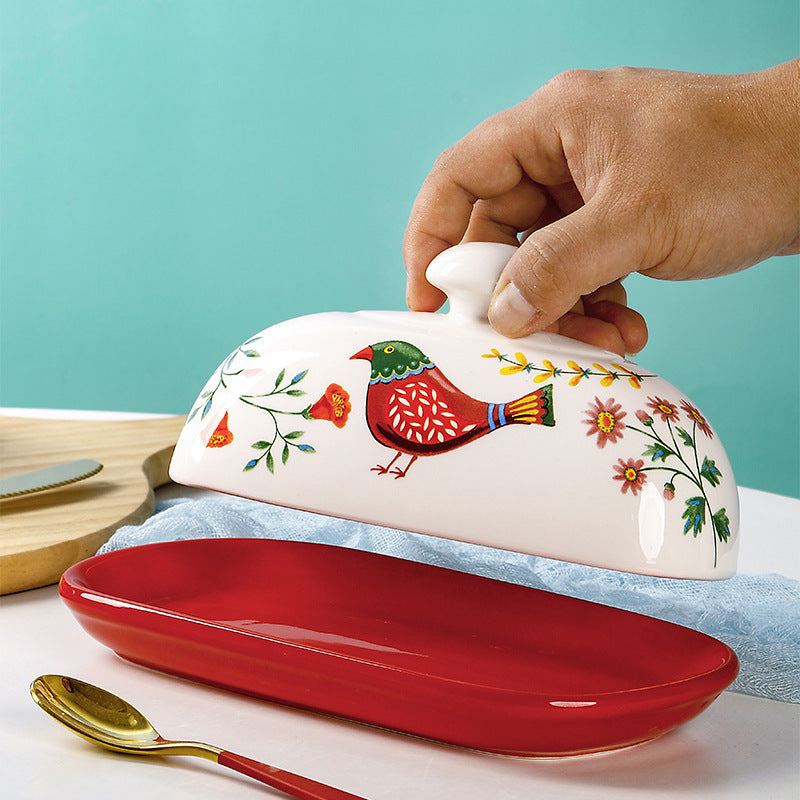 Songbird Ceramic Butter Dish