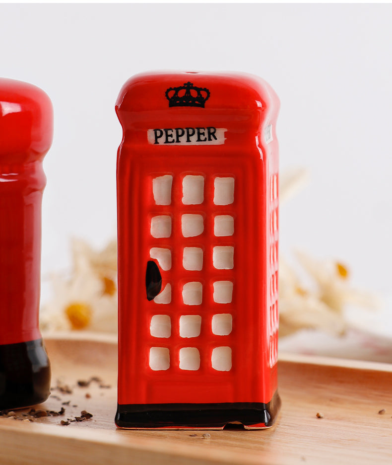 Iconic Red London Telephone Box & Postbox - Ceramic Salt & Pepper Shaker Set