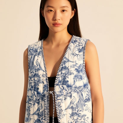Wildlife Blue Patchwork Vest - Koda Store - Free Shipping