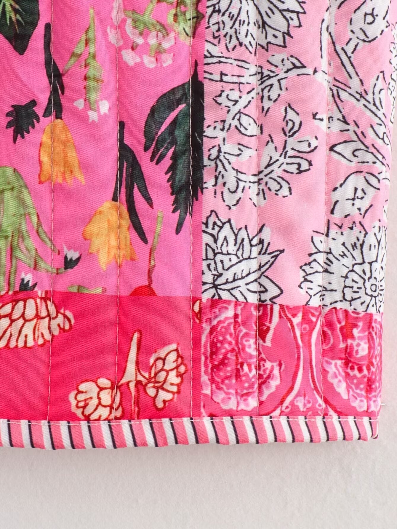 Retro Quilted Patchwork Print Vest Shop name