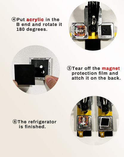 50*50mm Square Custom Photo Magnet Maker Kit - Press Push  Machine, Cutter & 100 Acrylic Pieces Set