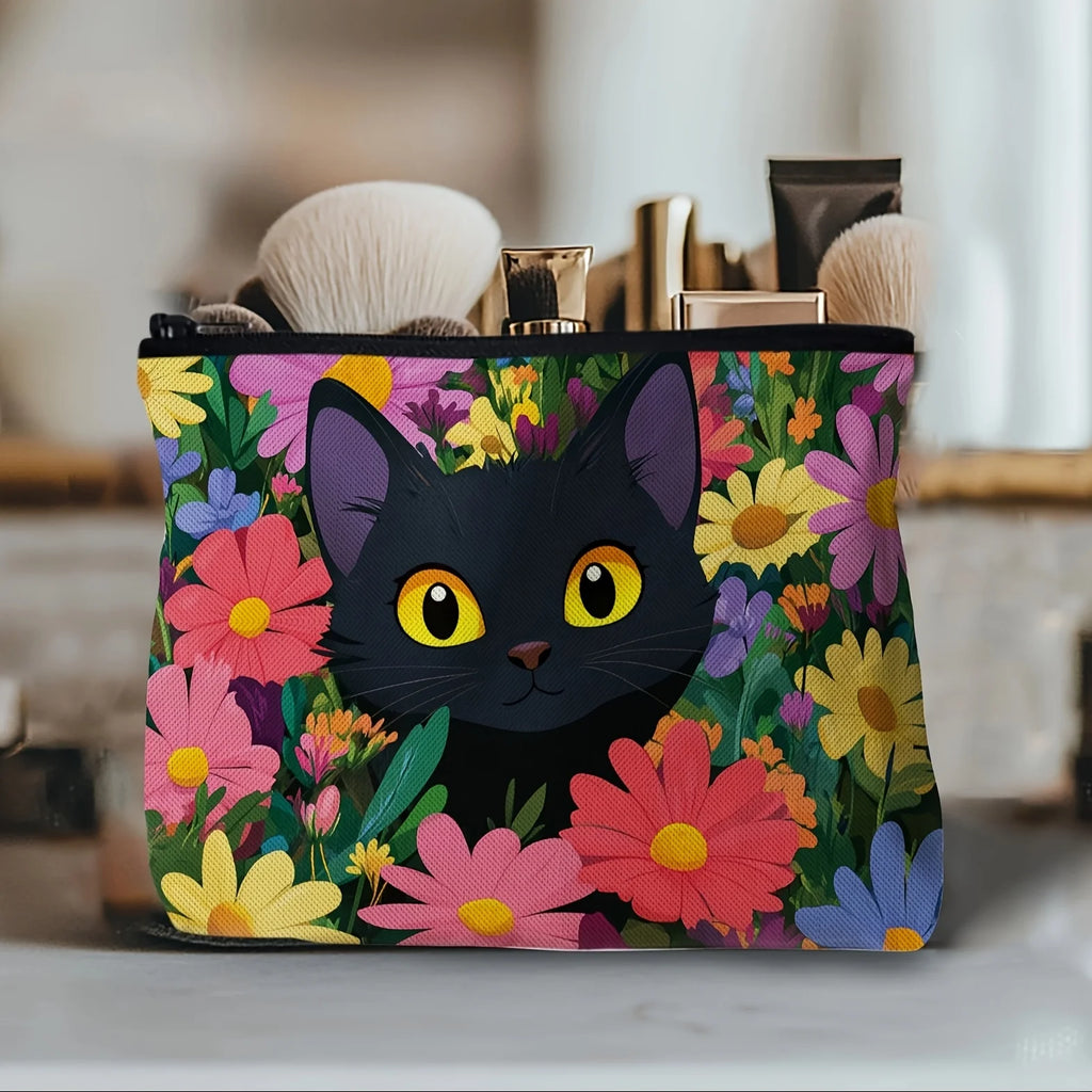 Whiskers & Wildflowers Zipper Pouch - Cosmetics Case