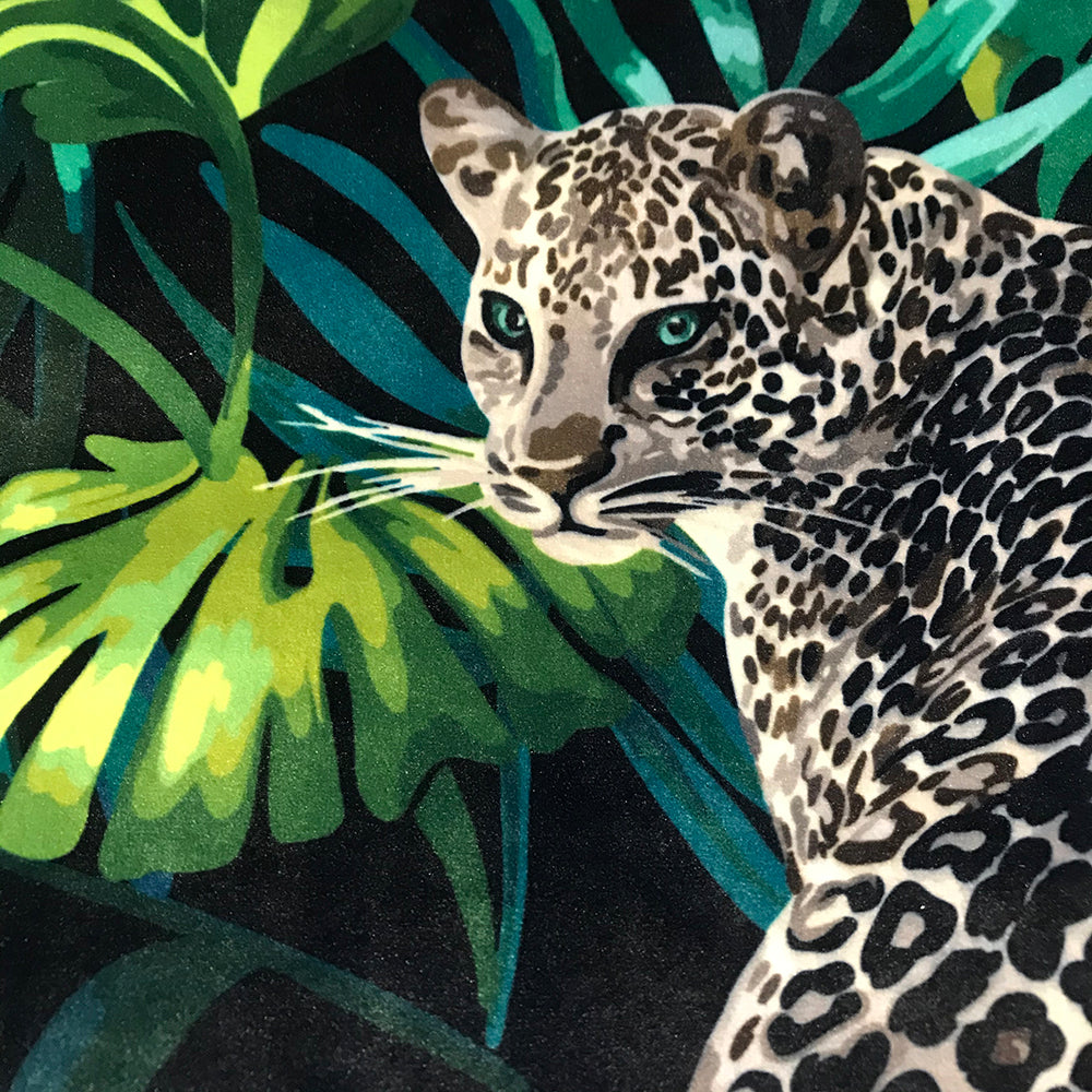 Tropical Jungle Snow Leopard Print Emerald Green Tassel Cushion Koda Store