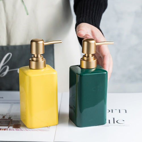 Minimalist Luxury Solid Colour Block Ceramic Liquid Refillable Soap Dispenser Shop name