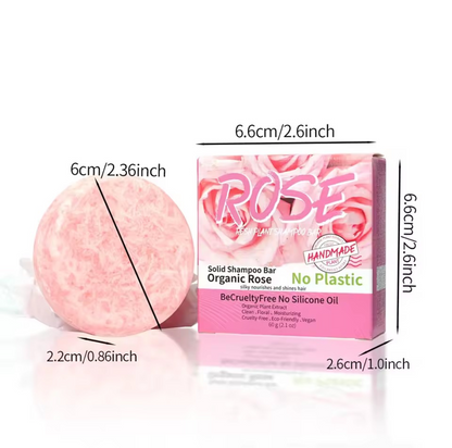 Vegan Organic Rose Solid Shampoo Soap Bar | Silicone -Free