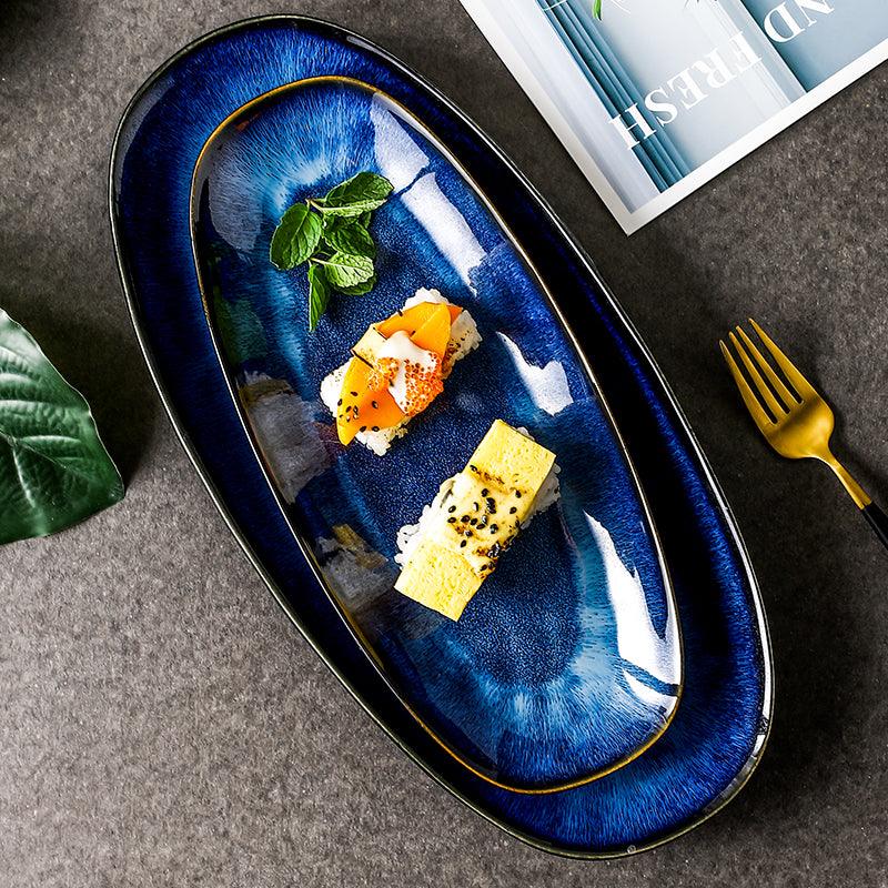 Electric Blue Glazed Fish Platter - Koda Fashion & Decor - Free Shipping