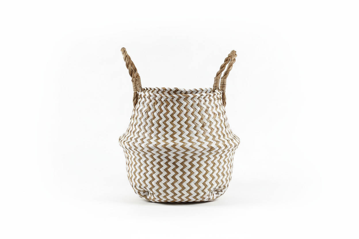 Ombre Boho Striped Wicker Basket