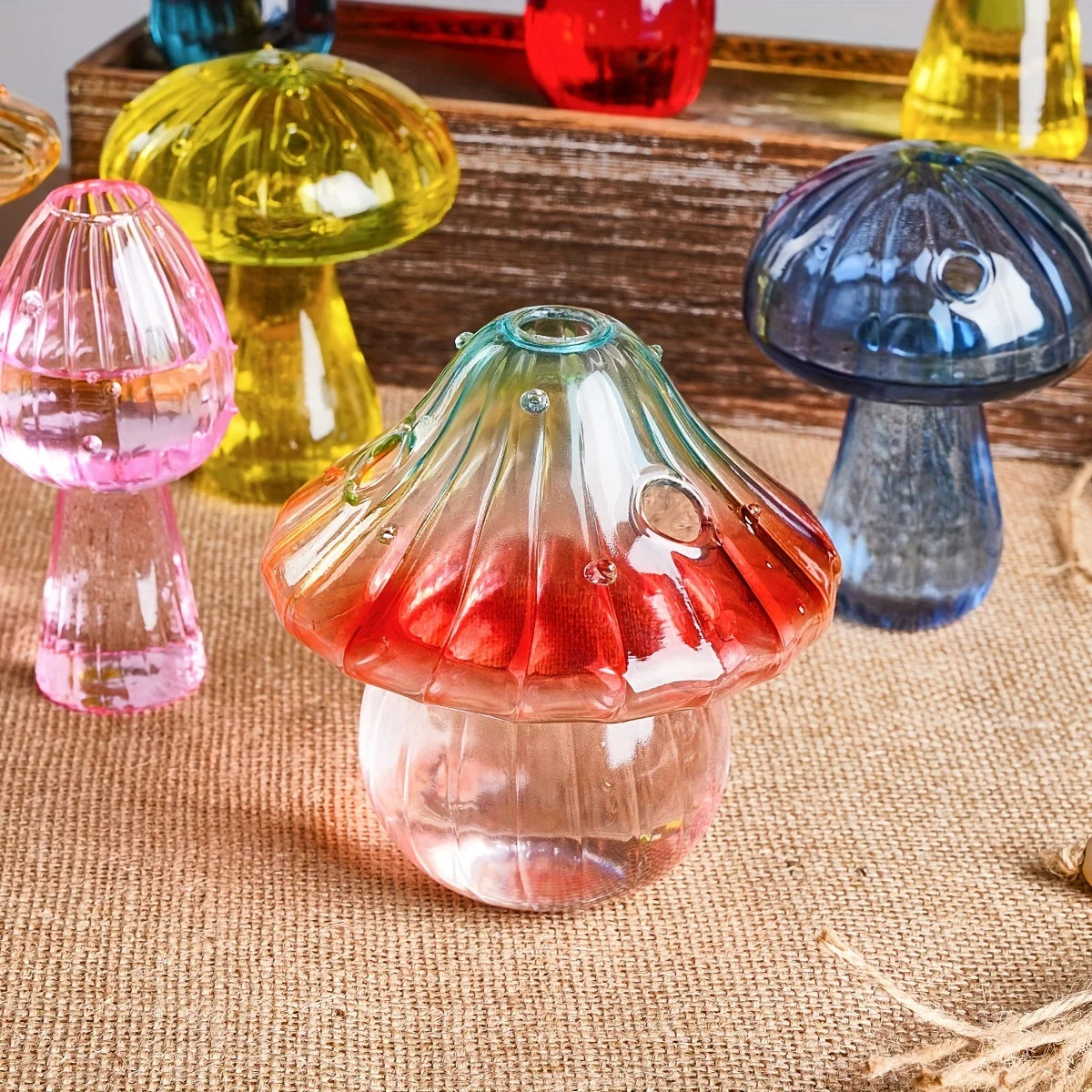 Fairy Mushroom Coloured Glass Vase Shop name