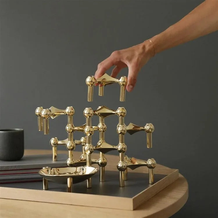 Stackable Molecular Structure Metal Taper Candle Holder Koda Store