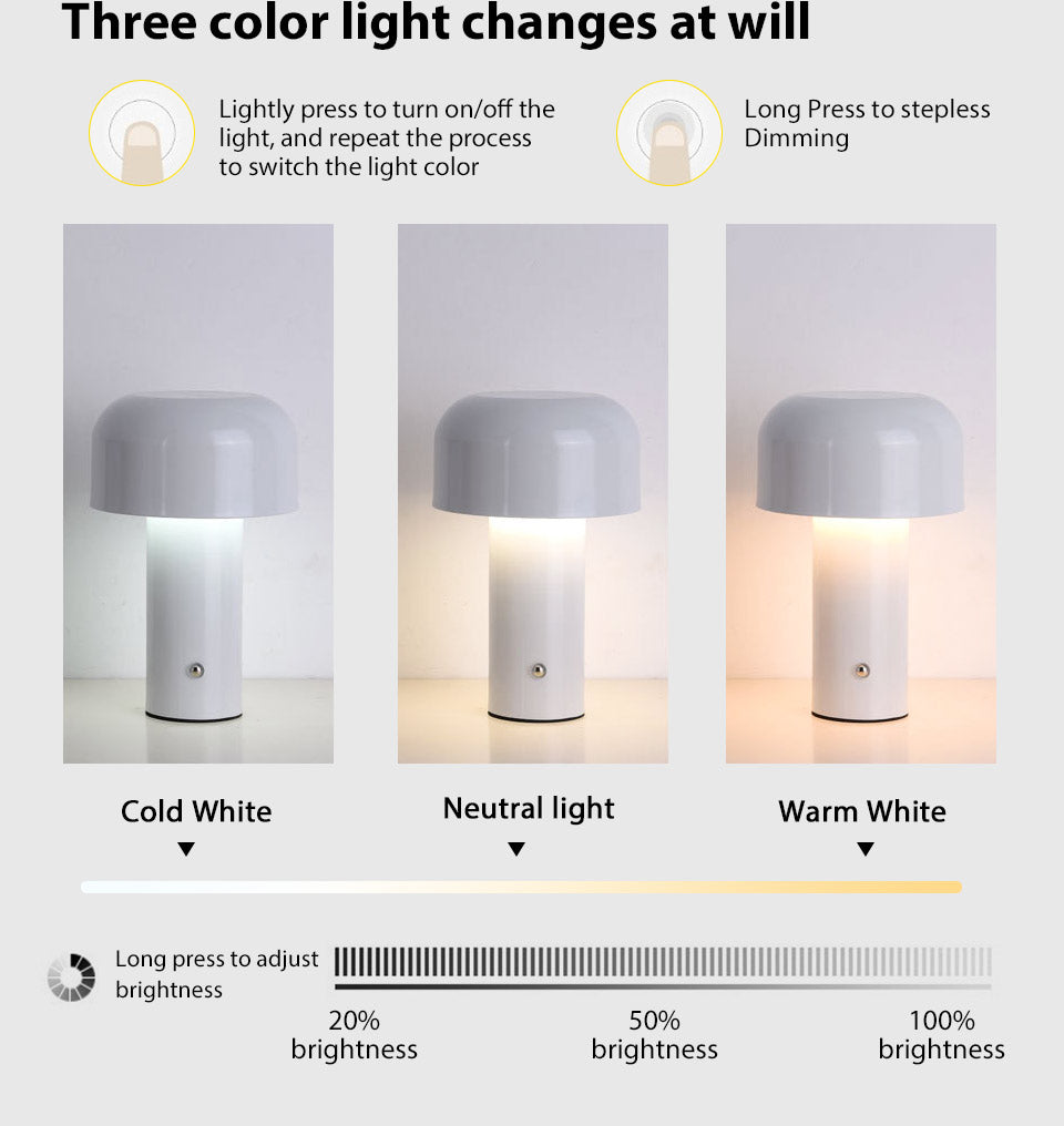 Cordless Portable LED Mushroom Table Lamp - Dimmable Shop name