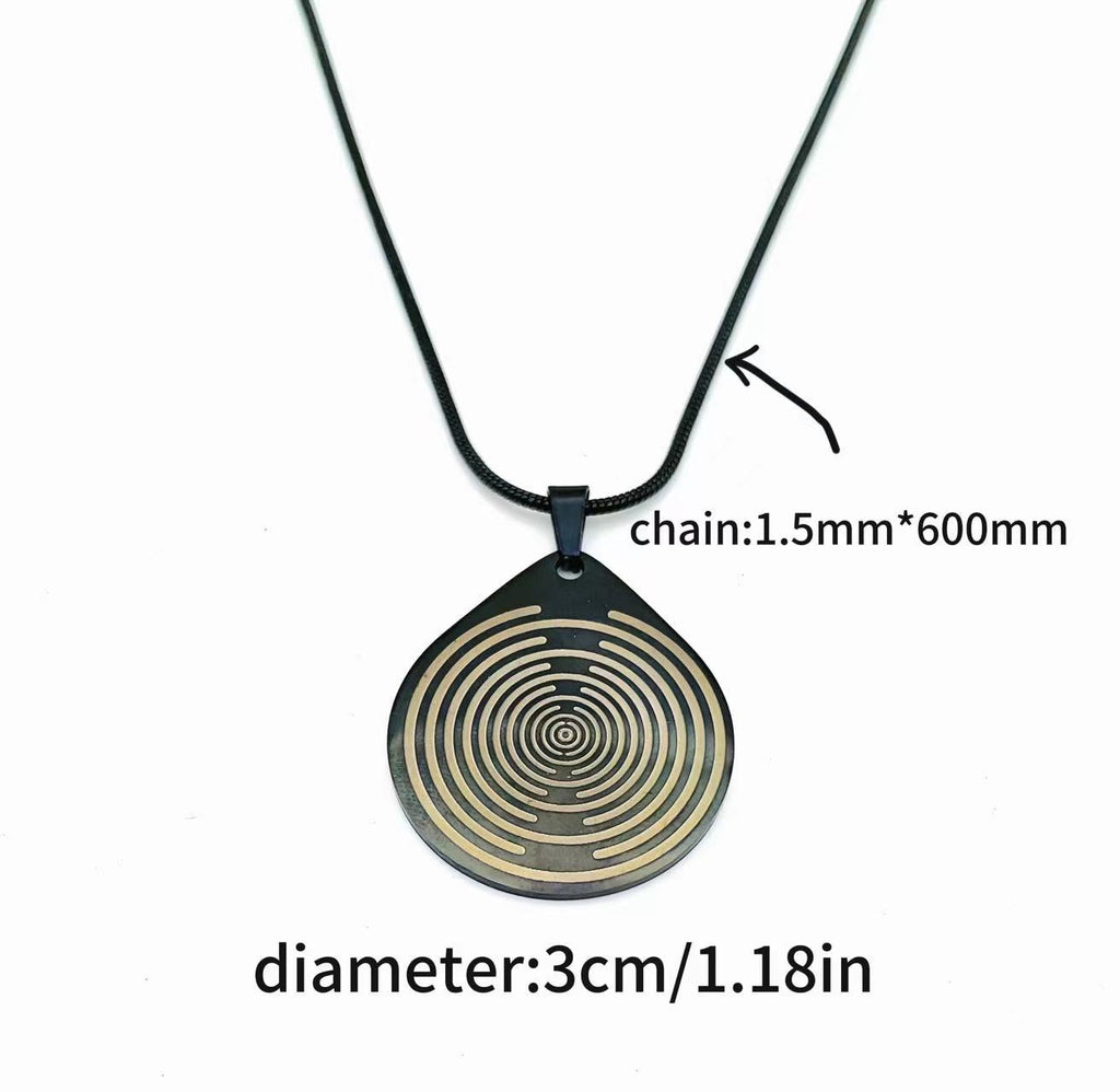 Stainless Steel Spiral Pendant Necklace | Lakhovsky MWO Tesla Coin Design
