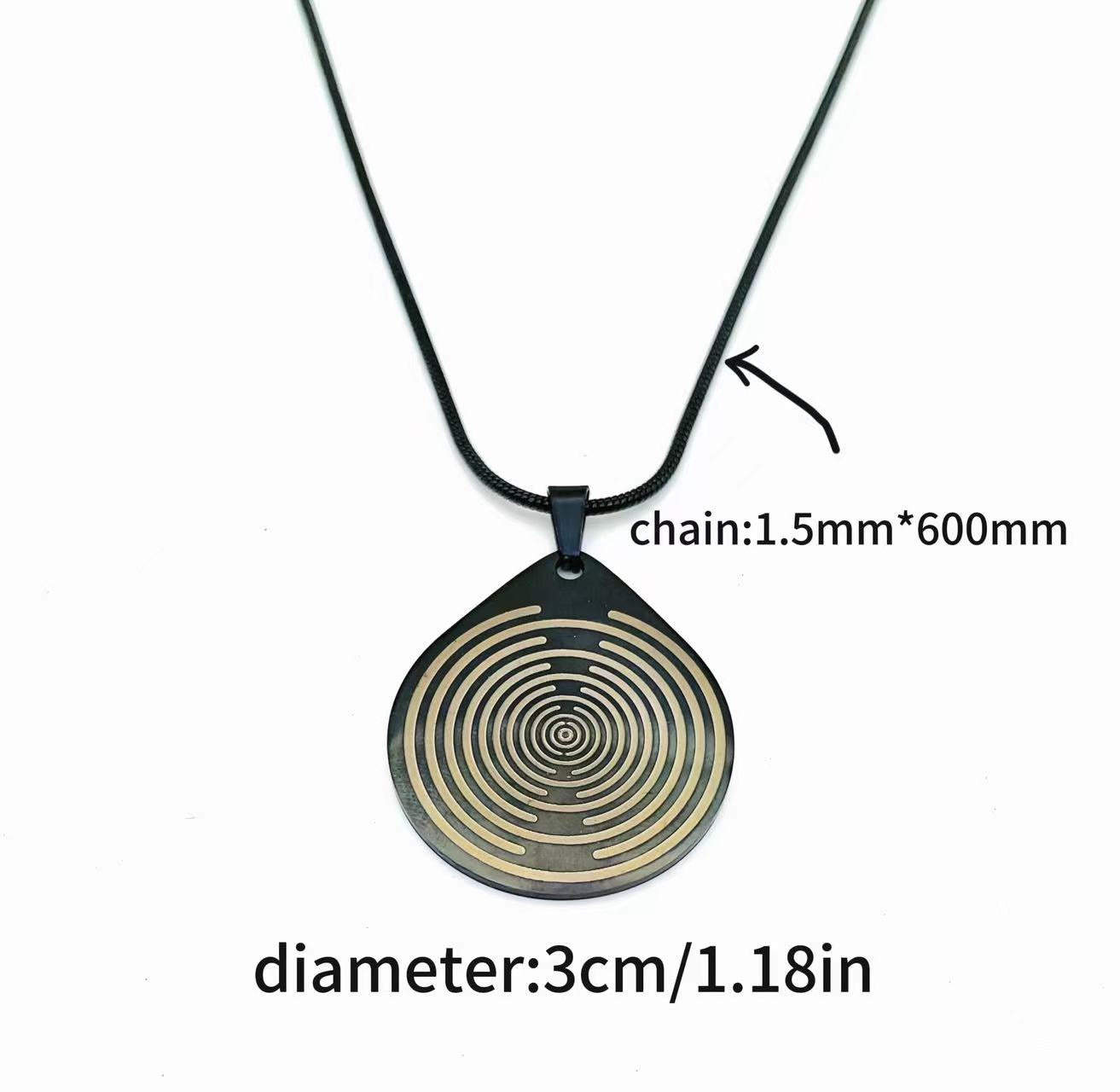 Stainless Steel Spiral Pendant Necklace | Lakhovsky MWO Tesla Coin Design