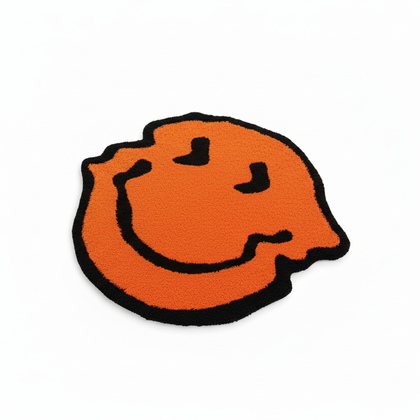 Psychedelic Melting Smiley Face Tufted Rug 80cm