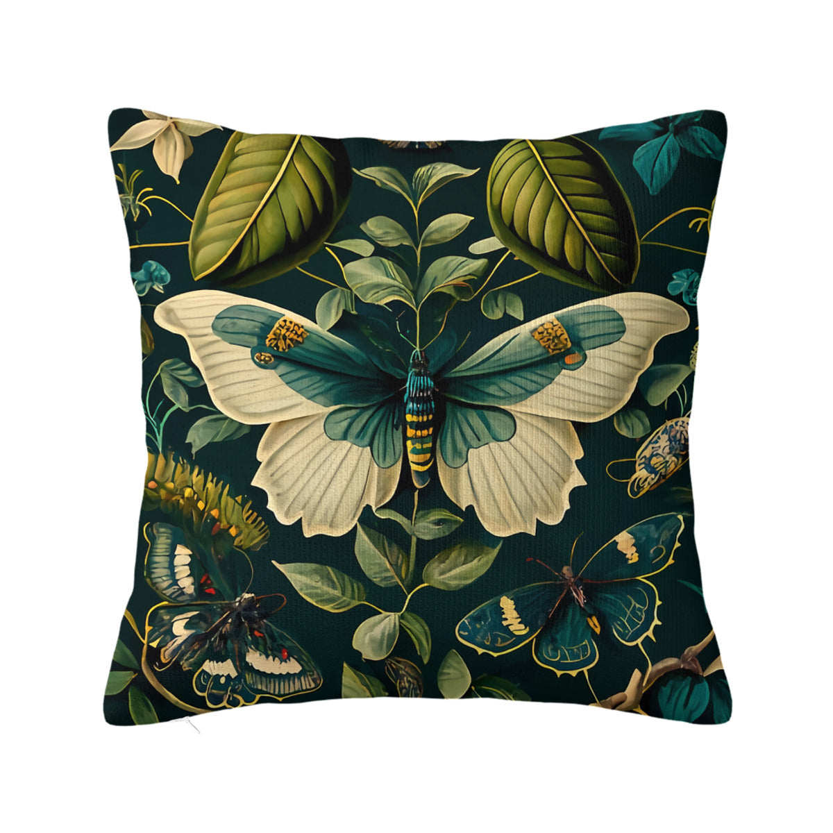 Forest Green Butterfly Print Cushion Cover Koda Store