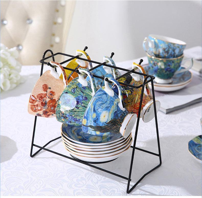Van Gogh Inspired Bone China Teacup, Saucer & Spoon Set - Koda Fashion & Decor - Free Shipping