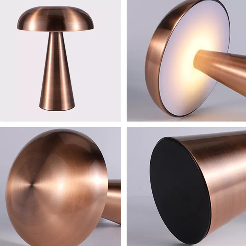 Metal Mushroom Cordless & Dimmable Tabletop Touch Lamp