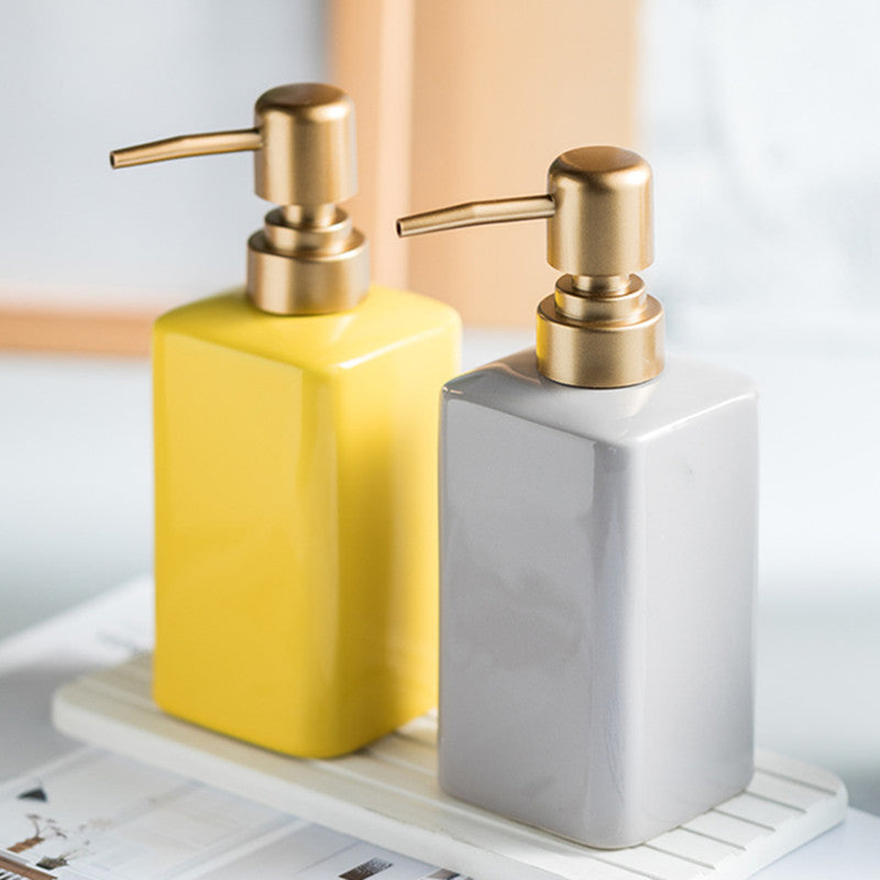 Minimalist Luxe Solid Colour Block Ceramic Liquid Refillable Soap Dispenser